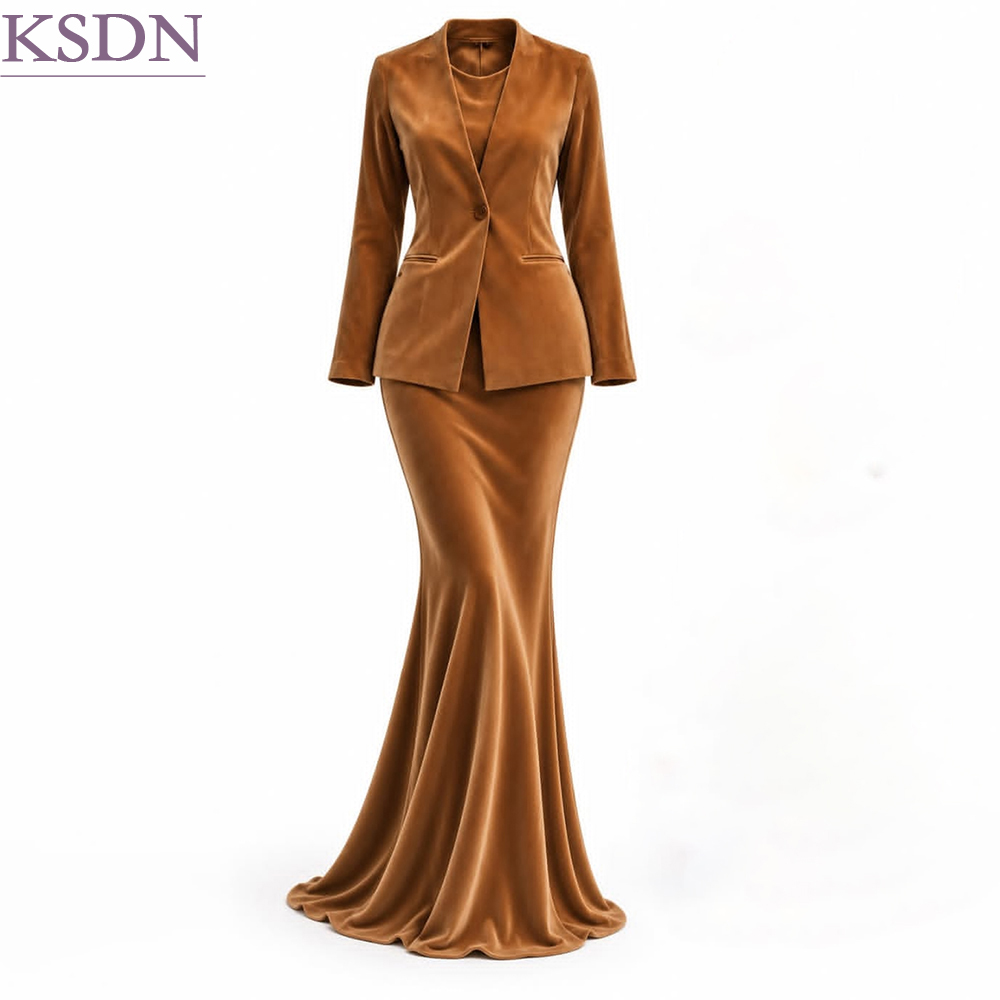 Womens Blazer - Elegancki damski garnitur z aksamitu, składający