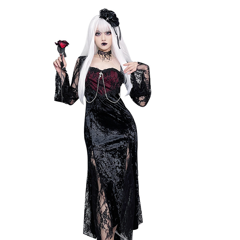Midi Dress - Damskie, w stylu gotyckim, eleganckie sukienki