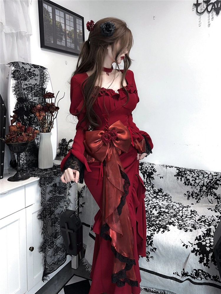 Wiosenna czerwona sukienka vin – Women'S Red Formal Wear recenzja i cena