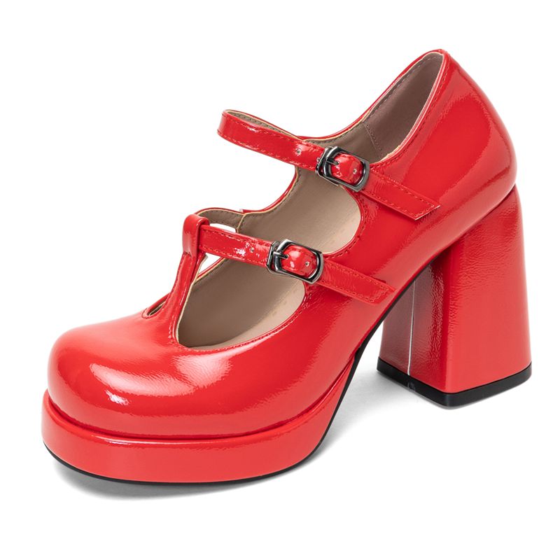 Retro Błyszczące Damskie Czółe – Pump Heel Block recenzja i cena